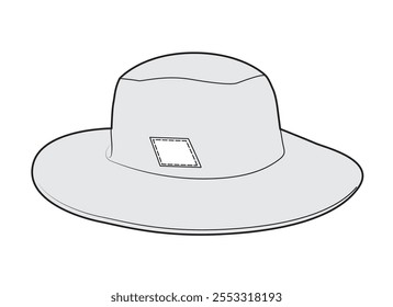 Beach hats technical flat design vector mockup template.