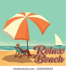 beach Hawaii relax vector illustration art summer art