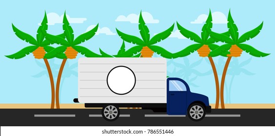 Beach highway background vector illustration