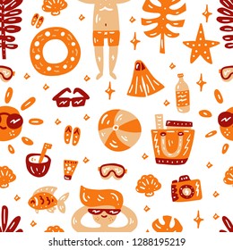 Beach holiday. Abstract summer seamless pattern