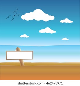 Beach holiday Beautiful wooden sign background. Vector