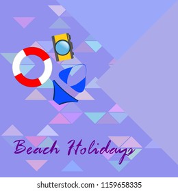 beach holiday, camera, swimsuit, lifebuoy