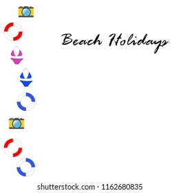 beach holiday, camera, swimsuit, lifebuoy