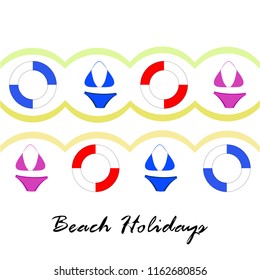 beach holiday, camera, swimsuit, lifebuoy