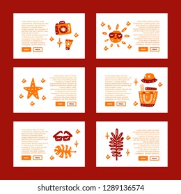 Beach holiday. Card collection. Vector concept