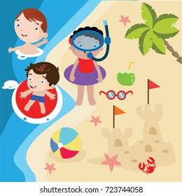 Beach Holiday Cartoon Vector Illustrator