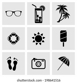 beach holiday icons. Summer icons set. Vector