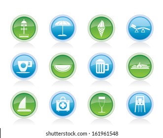 beach and holiday icons - vector icon set