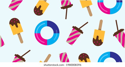 Beach Holiday Items Seamless Pattern. Flat Style Illustration.