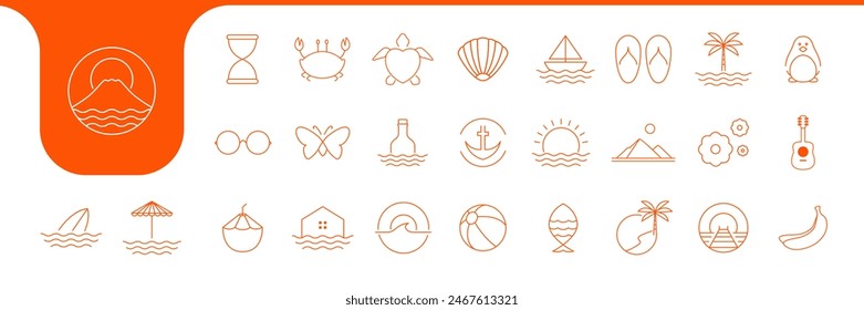 beach holiday line simple icon vector designs