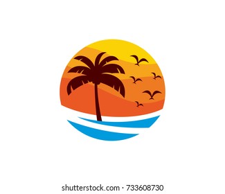 Beach, Holiday Logo Template Design Vector, Emblem, Design Concept, Creative Symbol, Icon