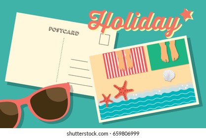 Beach holiday postcard