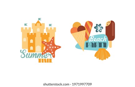 Beach Holiday and Summer Vacation at Sea Shore Vector Composition Set