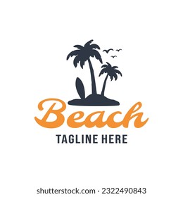 beach holiday surf logo template illustration