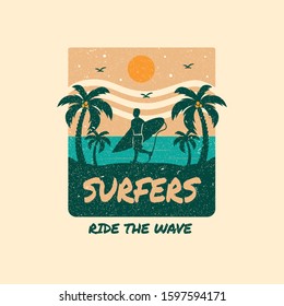 Beach Holiday Surfing Surfers Illustration