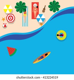 Beach holiday template design/ Surfing trip poster/ Summer holiday graphic elements