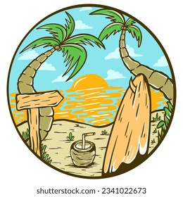 Beach holiday vibes illustration vector by mbelebeer