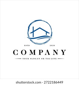 Plantilla de Vector de diseño de logotipo de concepto de casa de playa