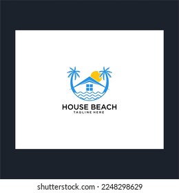 diseño de logotipo de playa con diseño de casa