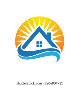 Beach Home Logo Design Template