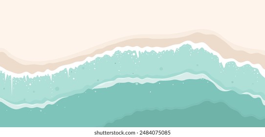 Beach. horizontal coastline. Banner, background of summer time and summer vibes, the background of a tropical beach. sand and waves