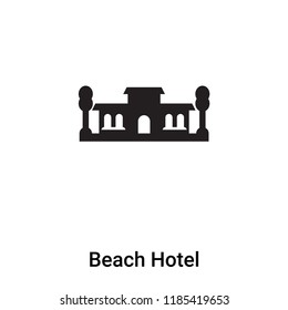 Beach Hotel icon vector isolated on white background, logo concept of Beach Hotel sign on transparent background, filled black symbol
