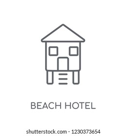 Beach Hotel linear icon. Modern outline Beach Hotel logo concept on white background from Hotel and Restaurant collection. Suitable for use on web apps, mobile apps and print media.