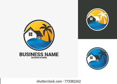 Beach Hotel Logo Template Design