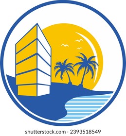 logotipo de diseño vectorial de hotel playa