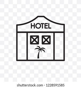Beach Hotel vector linear icon isolated on transparent background, Beach Hotel transparency concept can be used for web and mobile