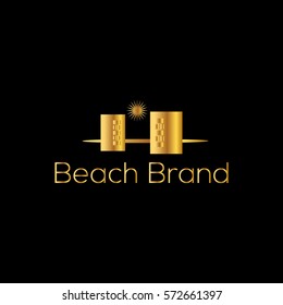Beach hotels vector logo design template