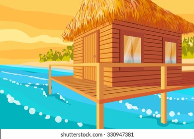 beach house. beautiful seaboard landscape. tropical beach