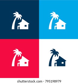 Beach house four color material and minimal icon logo set in red and blue