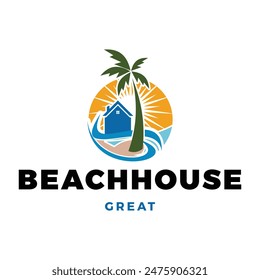 Plantilla de diseño de logotipo de Beach House Icon