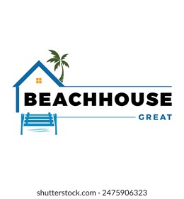 Beach House Icon Logo Design Template