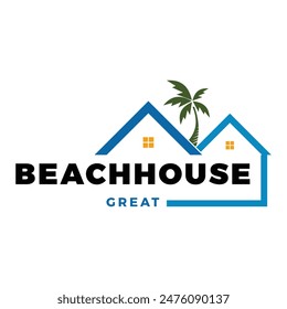 Beach House Icon Logo Design Template