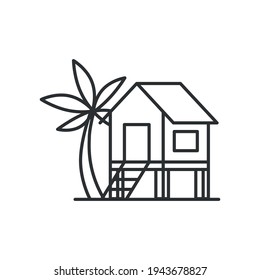 Beach house icon vector line style	