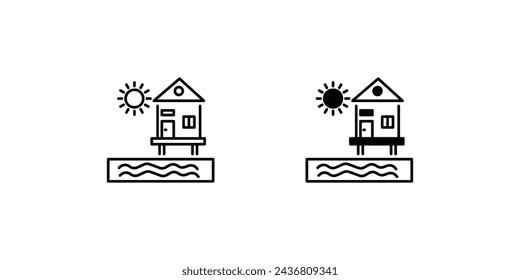 Icono de casa de playa con fondo blanco vector ilustración de stock