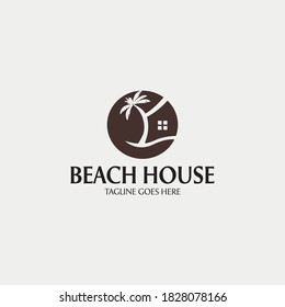 Diseño del logotipo de la casa de playa. ilustración vectorial