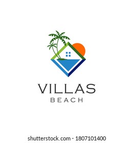 Beach House Logo Design Royalty free, Real Estate Logo, Beach Resort, Villa Logo, Beach Hotel Logo