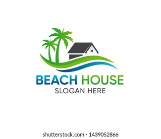 Beach House logo Design Template Vector