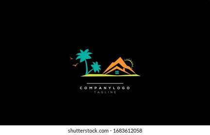 Beach house logo design template