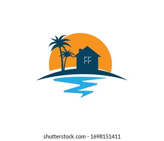 Beach House Logo Design Template Shore Stock Vector (Royalty Free ...