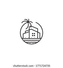 Beach House Logo Design Template