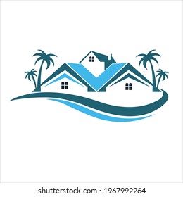 Beach House Logo Design Template