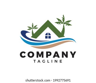 Beach House Logo Design Template
