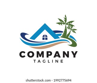 Beach House Logo Design Template