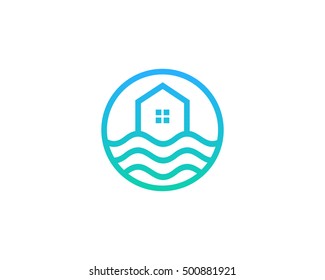 Beach House Logo Design Template