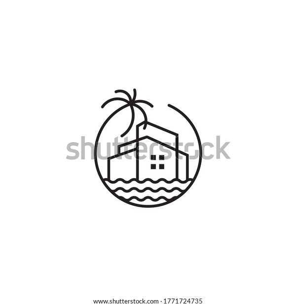 Beach House Logo Design\
Template