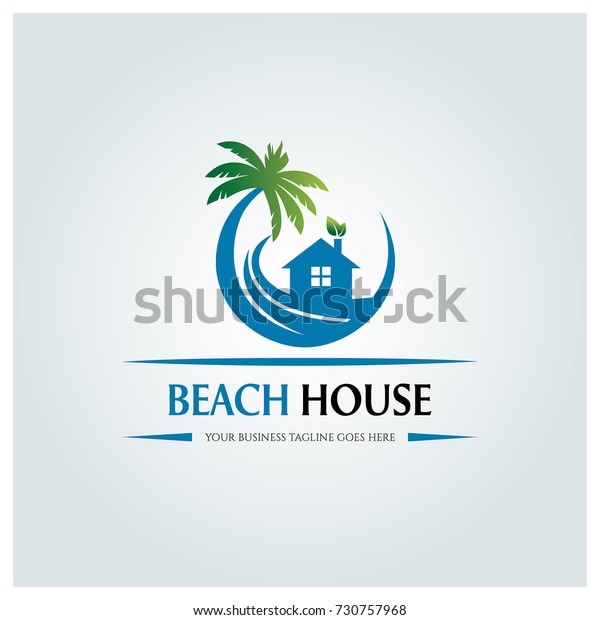 Beach House Logo Design Template Wave Stock Vector (Royalty Free) 730757968